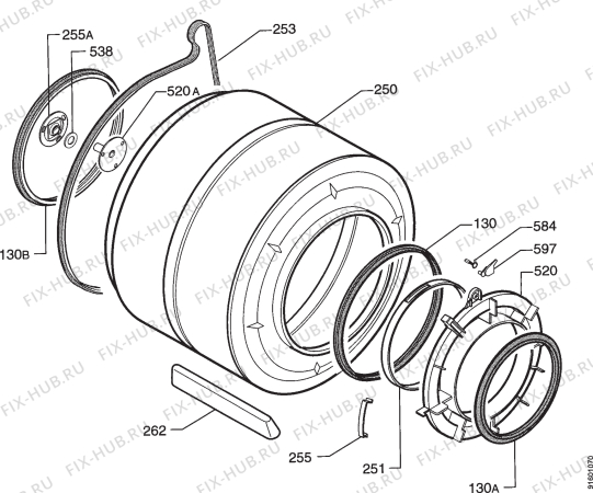 Взрыв-схема комплектующей Electrolux EDC504E - Схема узла Functional parts 267